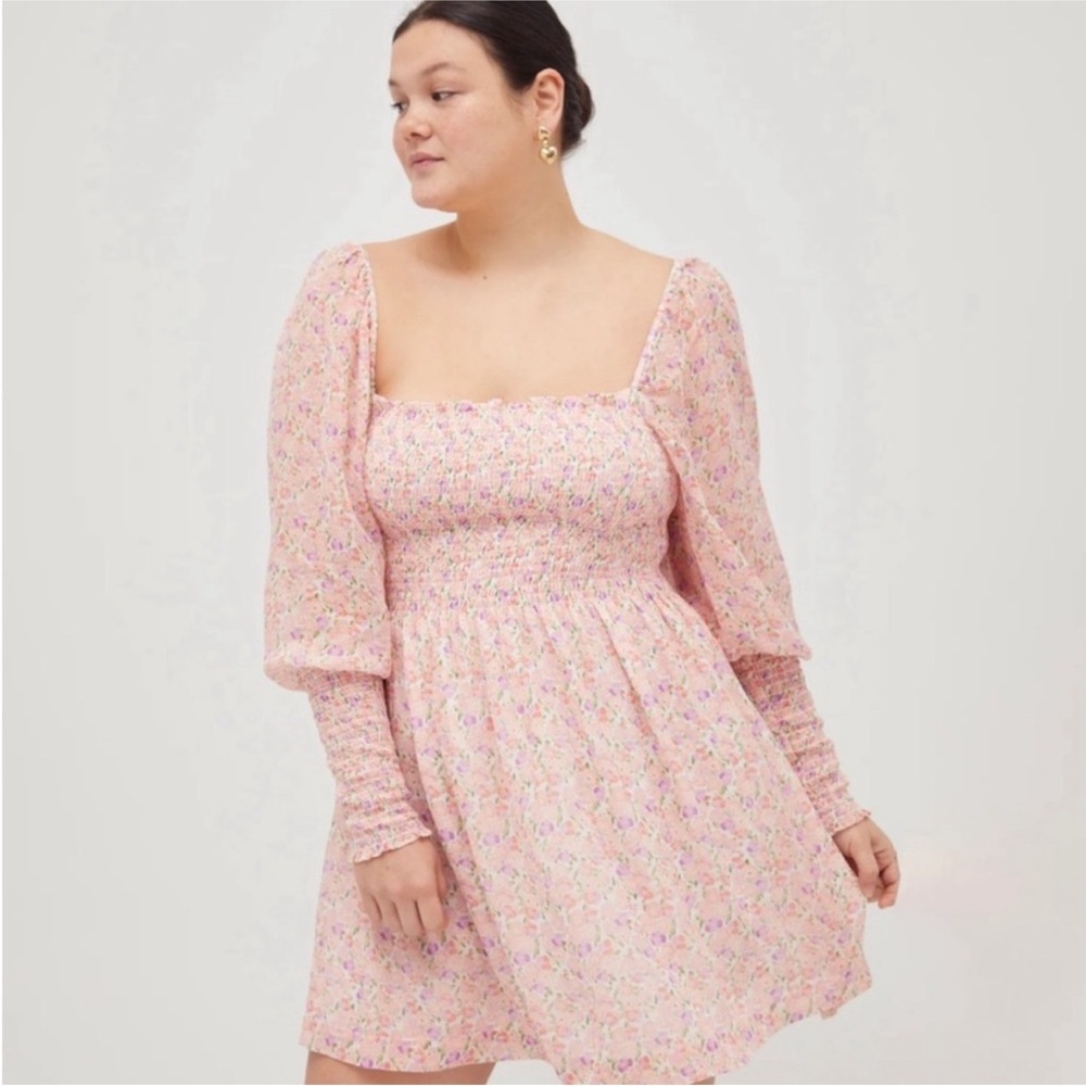 Hill House The Grace Mini Nap Dress - Pansy in Pink Multi Georgette - Picture 3 of 11